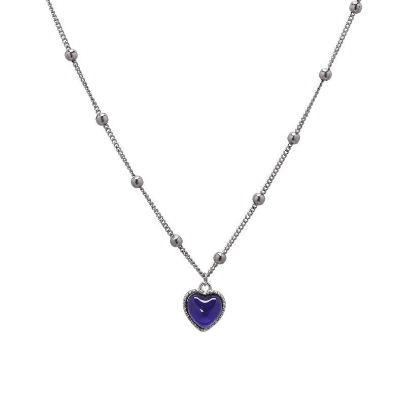 Collier en acier au titane thermochromique en forme de cœur pour femmes
