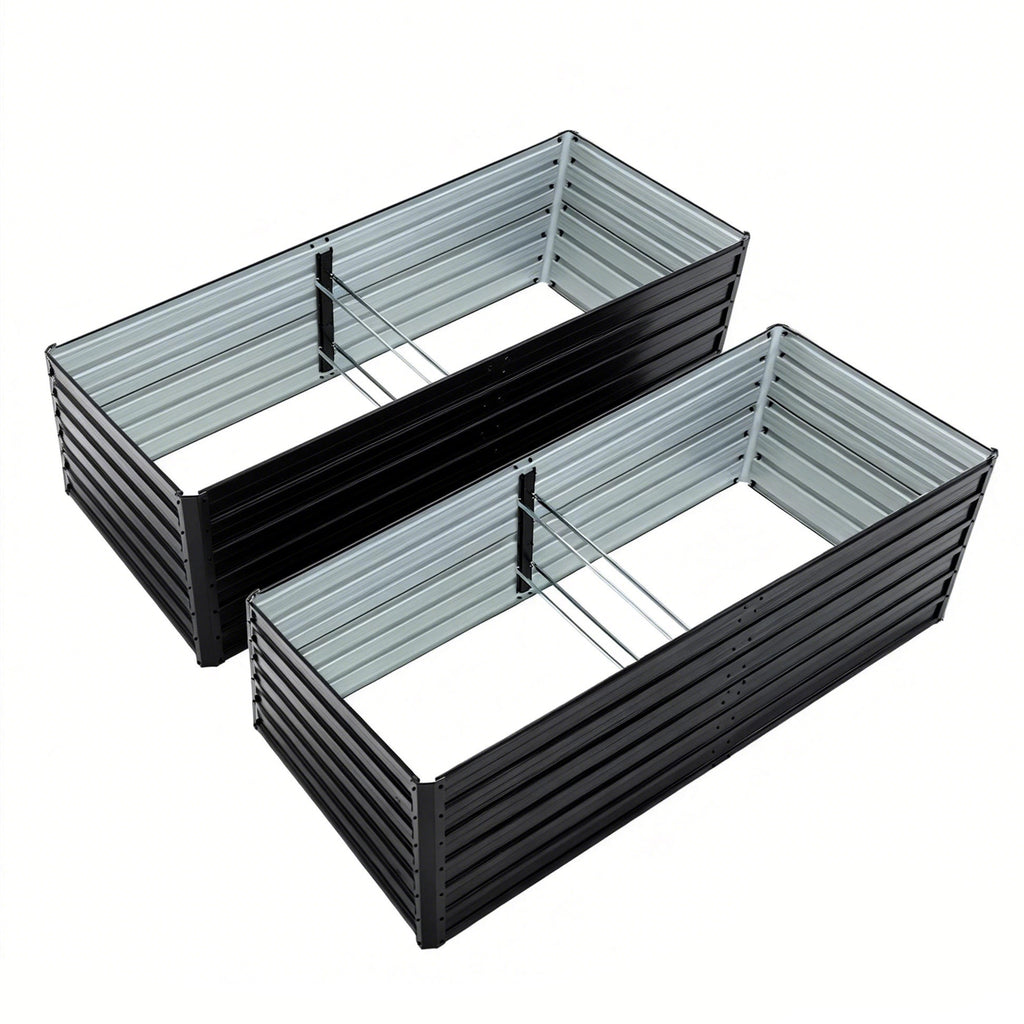 Kit de lit de jardin surélevé en métal 2 paquets extérieur - Ensemble de boîtes de planteur galvanisé 8x4x2 FT