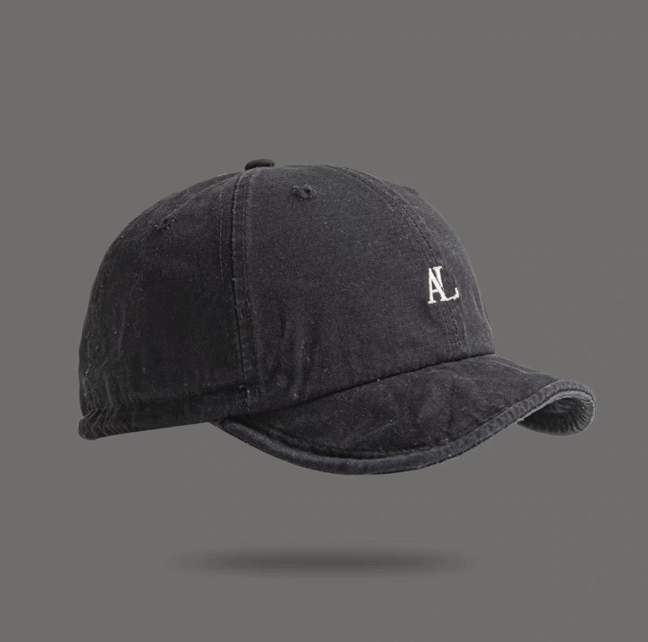 Broderie lavée de couleur unie AL Lettre réglable Soft Cap avec rétro courte brodée
