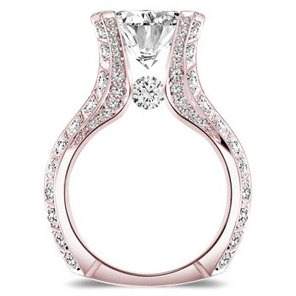 Anneau de fiançailles Zircon en forme d'Ovale en or rose