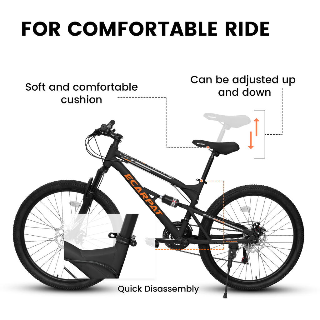 A26207 26 pouces Cadre en acier Shock Fork Plus Shock Absorber 21 vitesses Unisex Mountain Bike