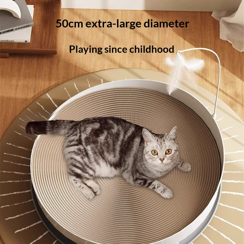 3-en-1 Cat Scratcher avec téter de plumes Bell Ball et carton ondulé