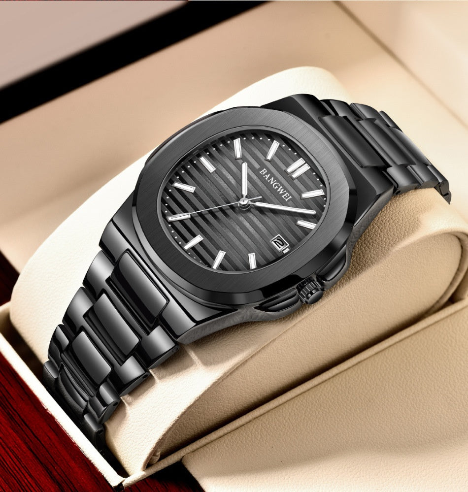 Mode Ceinture en acier Calendrier Lumineux Montres Hommes