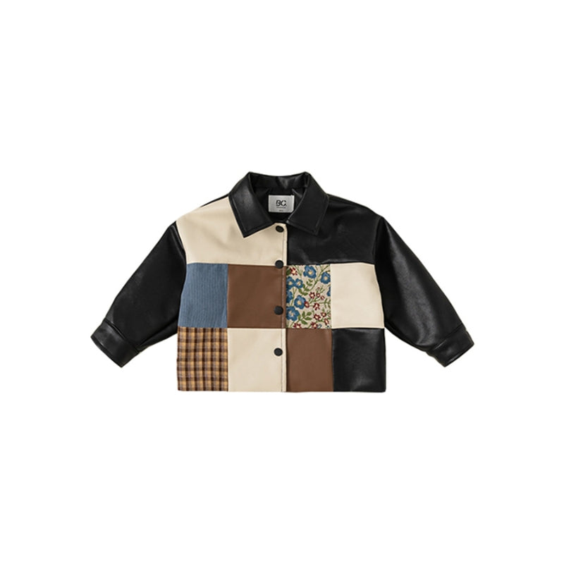 Veste en cuir de garçon épaissie pour bébé automne et hiver