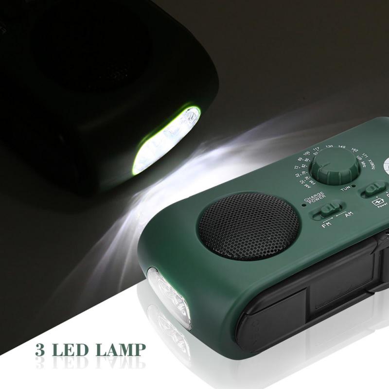 AM FM lampe de poche solaire LED Main Crank Radio rechargeable