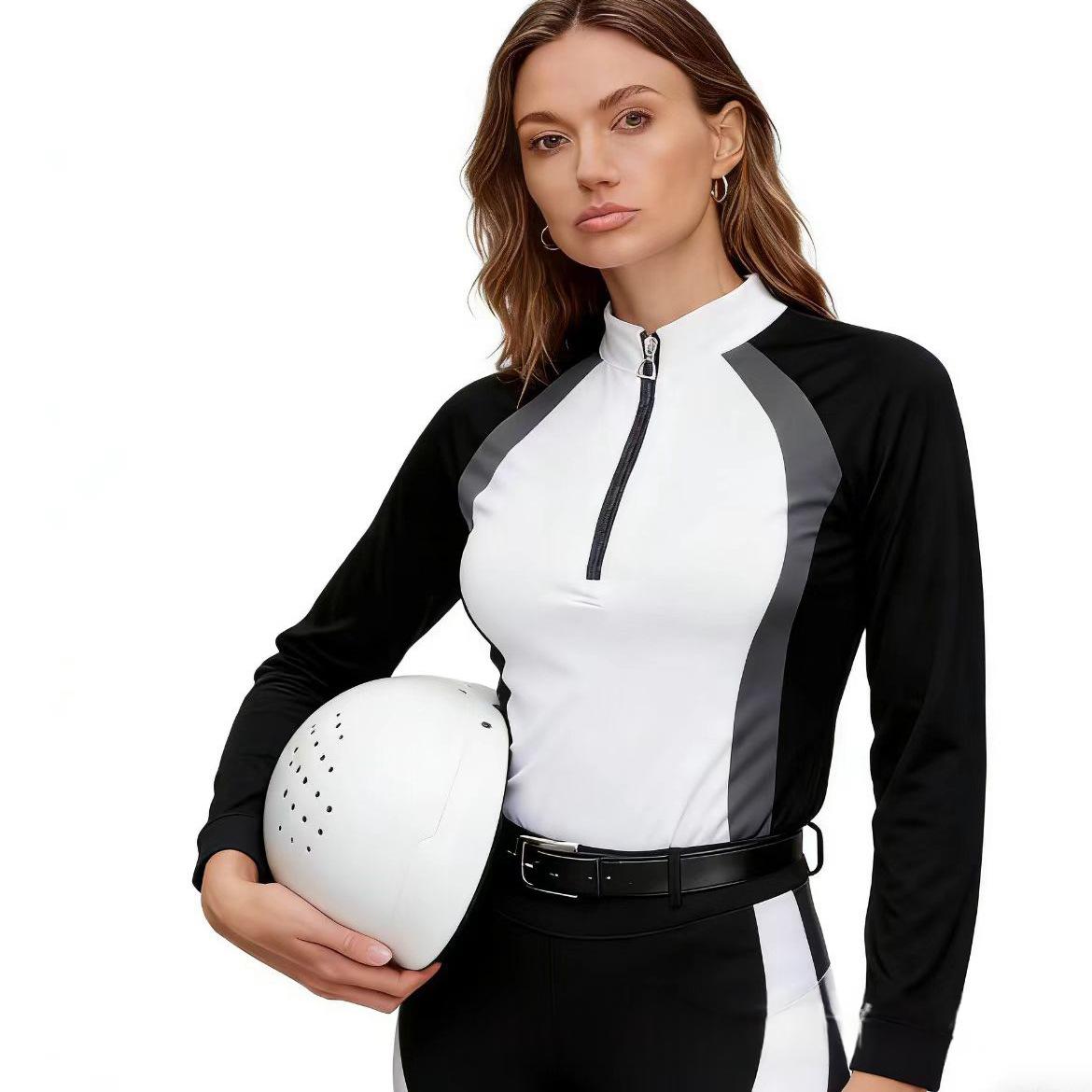 Chemise équestre à manches longues de printemps pour femmes