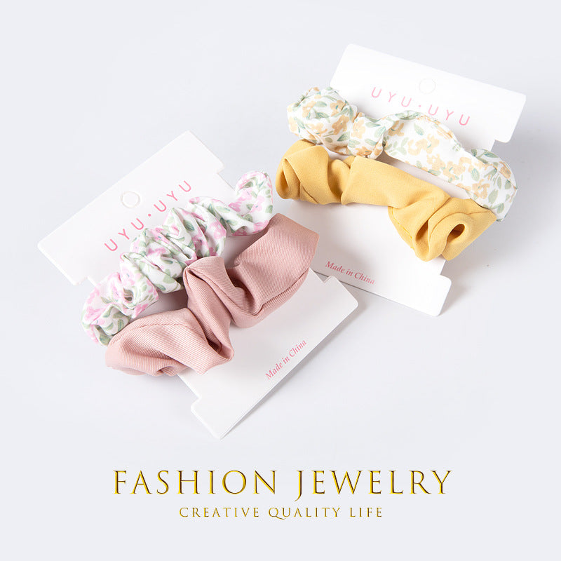 Bague à cheveux larges de style carte Tige à cheveux flore en deux en un