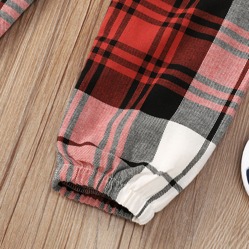 Mode Plaid rouge imprimé Long Moyen enfant