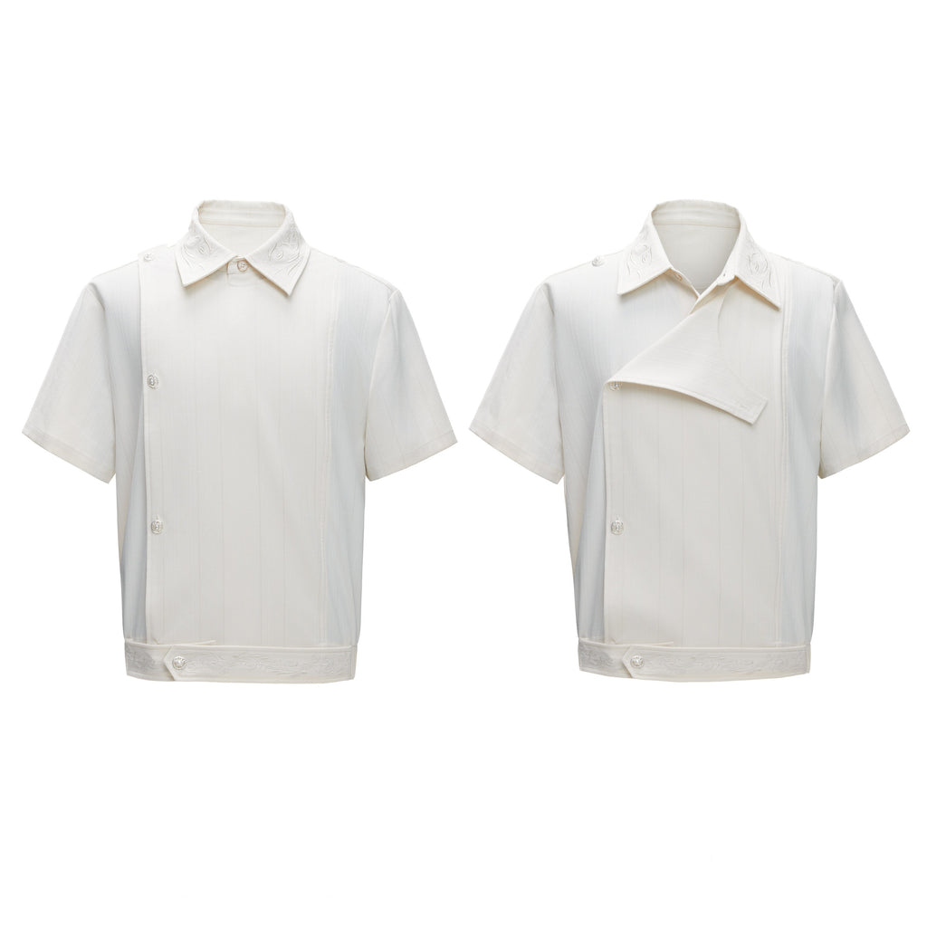 T-shirt à manches courtes de luxe brodé avec une palette inclinée