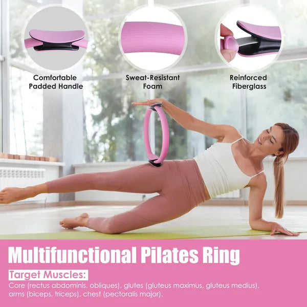 14Pcs Pilates Anneau Essentials-Kit pour les femmes avec bras de bal de yoga Stretcher 5 bandes résistantes