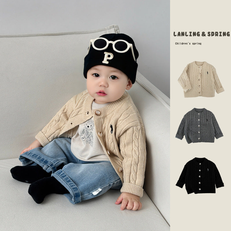 Chandail à la mode brodé casual tricoté Cardigan enfants