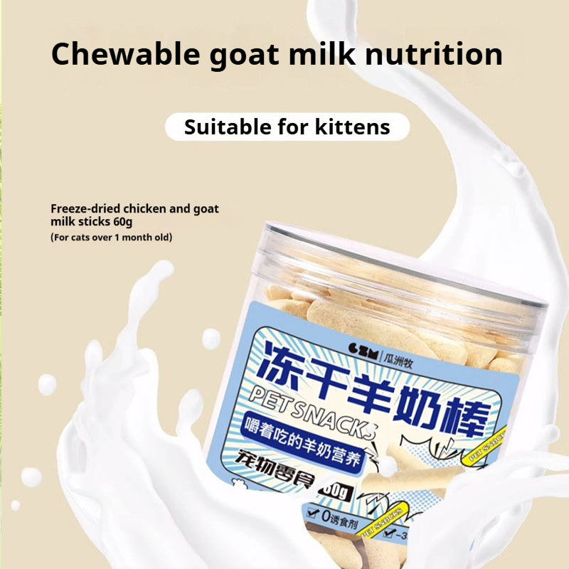 Aliments pour animaux de compagnie Bâtons de lait de chèvre séchés congelés et bâtonnets de poulet à croquer