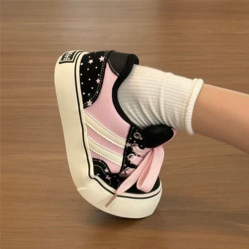 Sweet Cool Style Plate-forme Toile Chaussures Arrivée Printemps Automne Filles Versatile Dentelle Up Singl