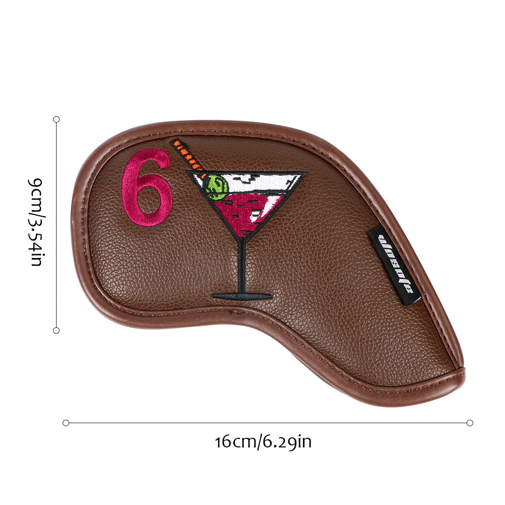 Golf Iron Rod Sleeve Ball Arm Cap en verre de vin Motif haut de gamme Pu Rod Head Protective Cover