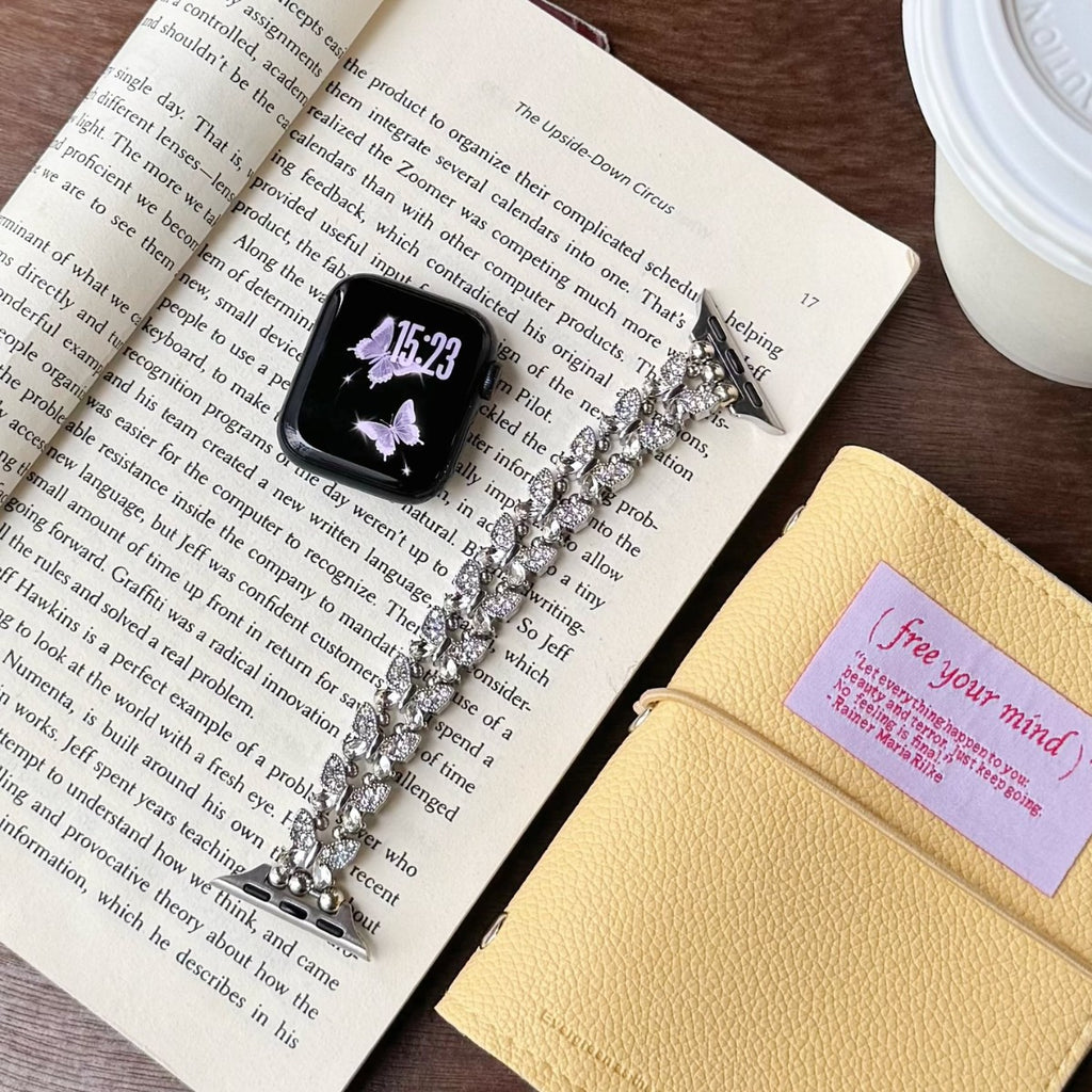 Bracelet de montre élastique en strass pour papillons créatifs et polyvalents