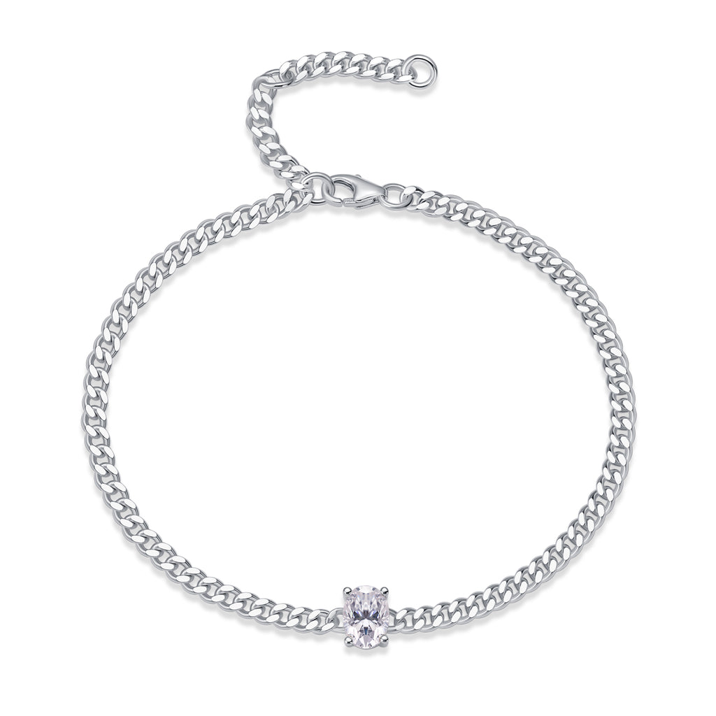 S925 Argent 1ct Oval Moissanite Bracelet
