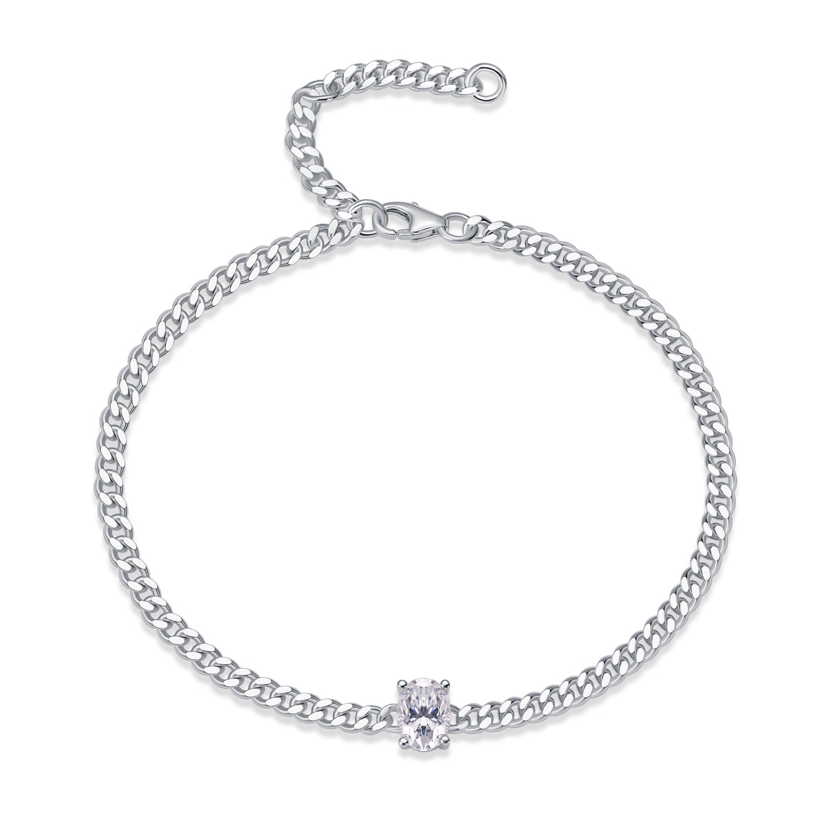 S925 Argent 1ct Oval Moissanite Bracelet