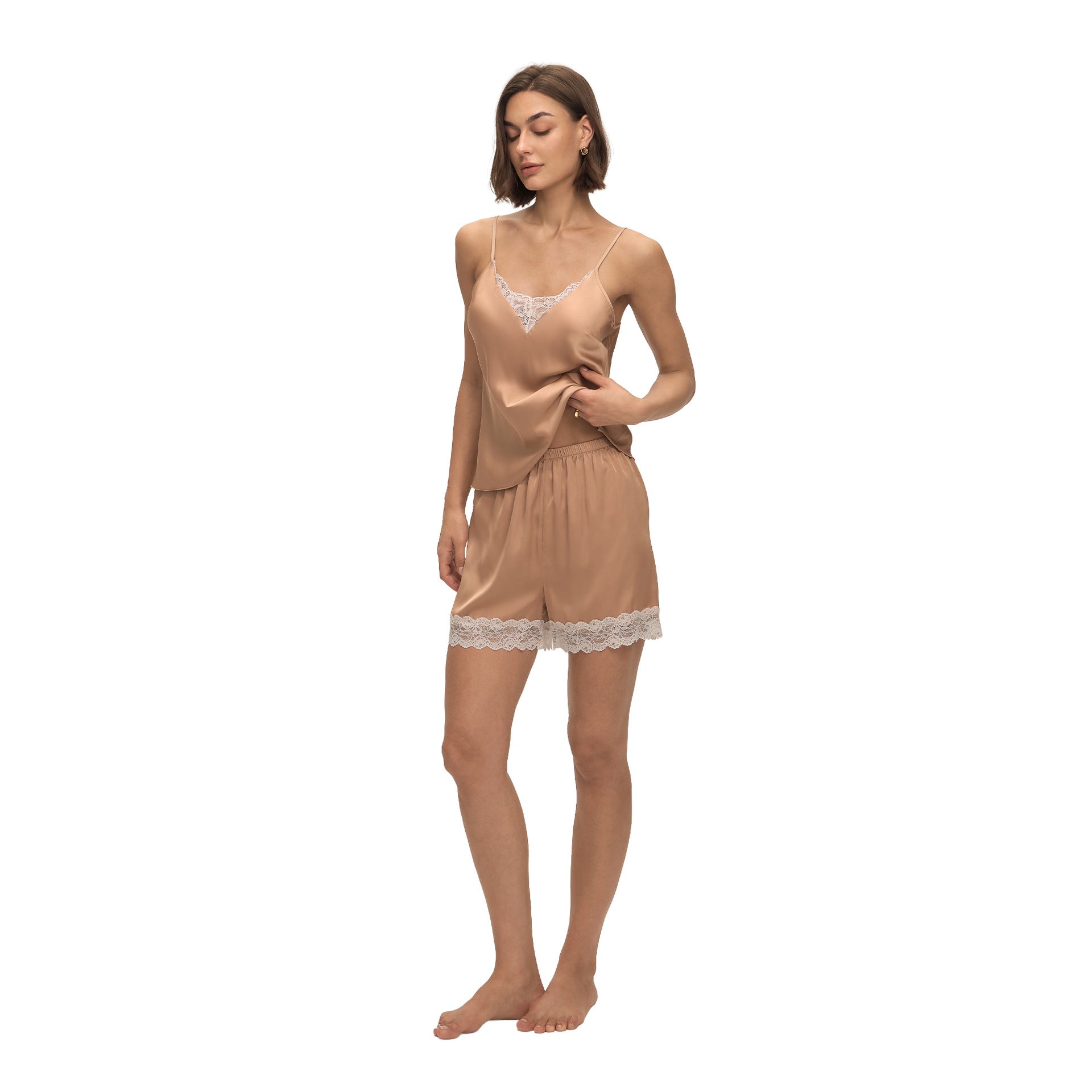 Dentelle-Panel Solid-Color combinaison de saut sexy avec short en suspension