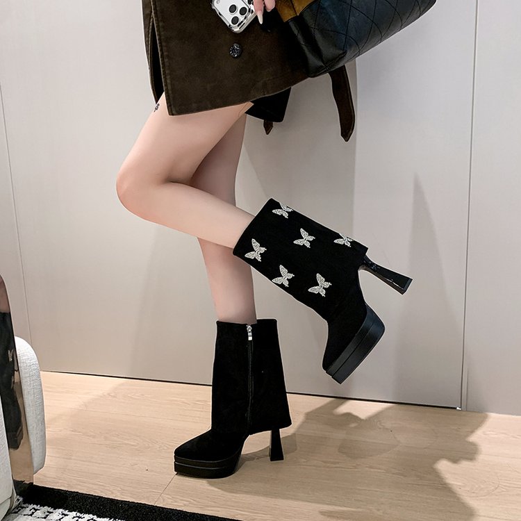 Bottes de pantalon à pointe pointue de confort de mode pour femmes