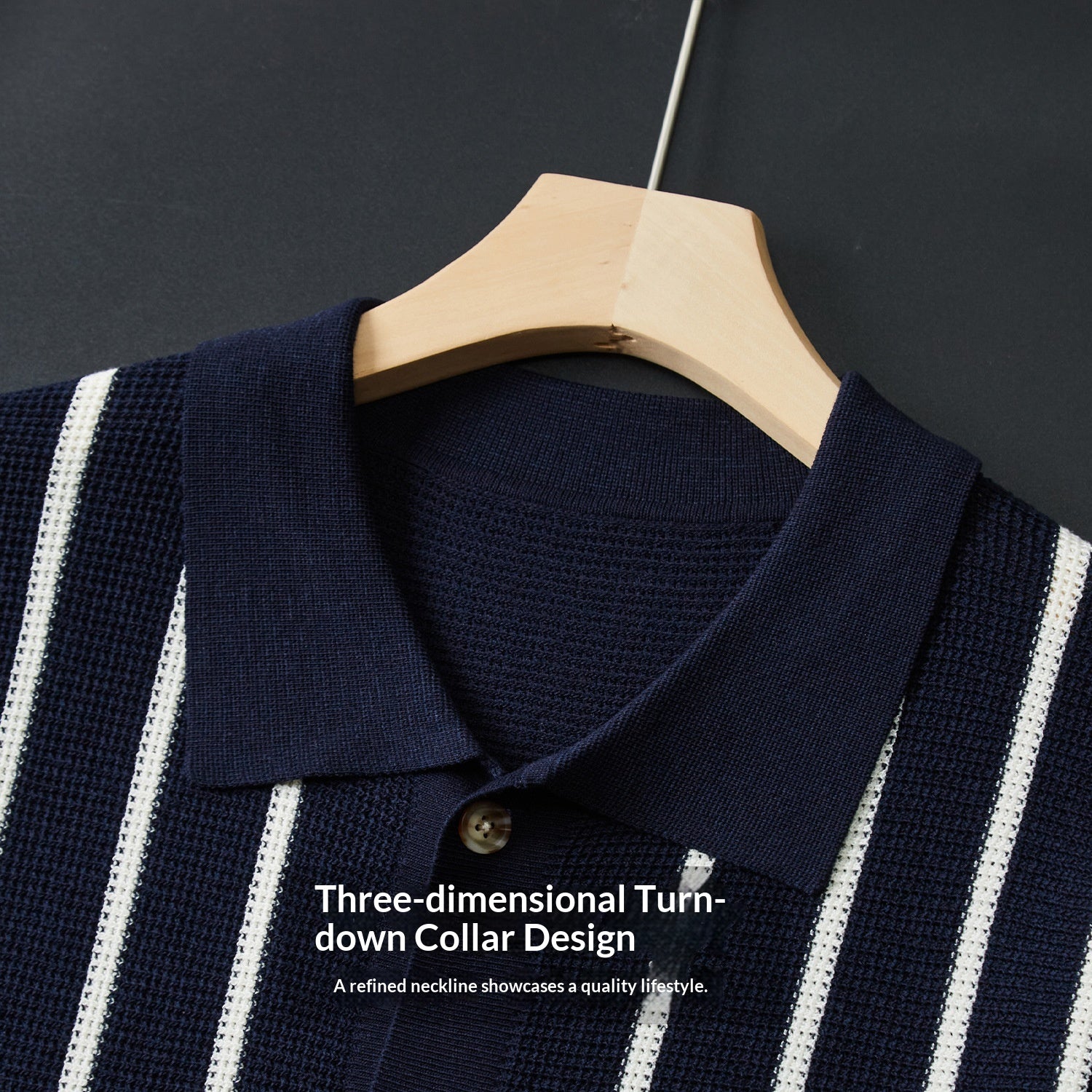 Chandail tricoté d'hiver homme avec impression couleur-bloc et simple lapel