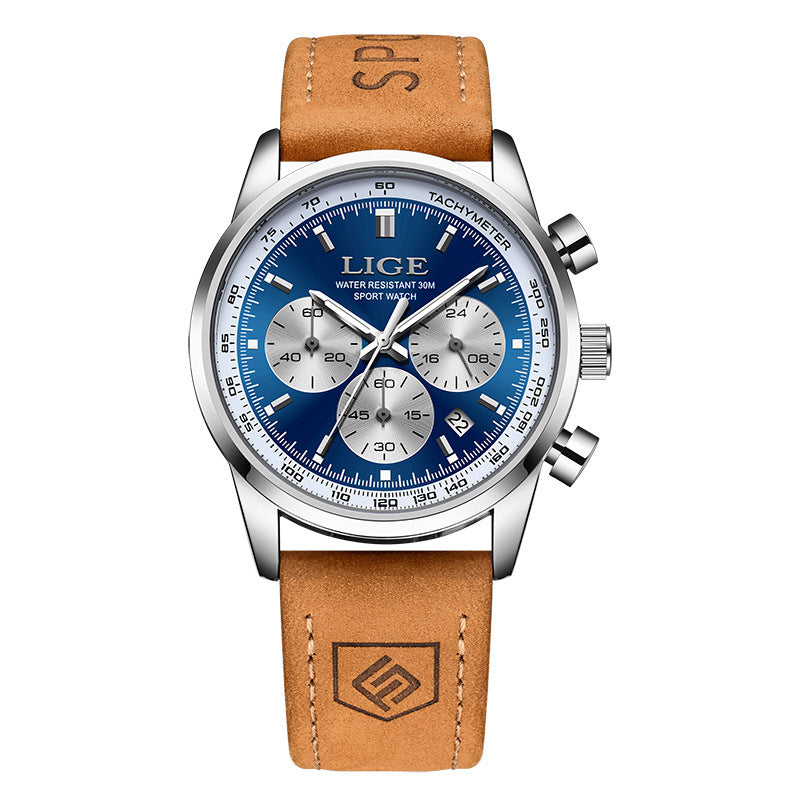 Montre étanche à trois mains Six-Pointer multi-fonction hommes