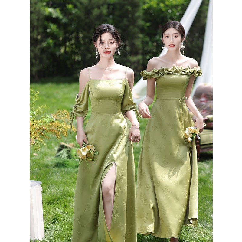 Robe de demoiselle d'honneur de style national vert