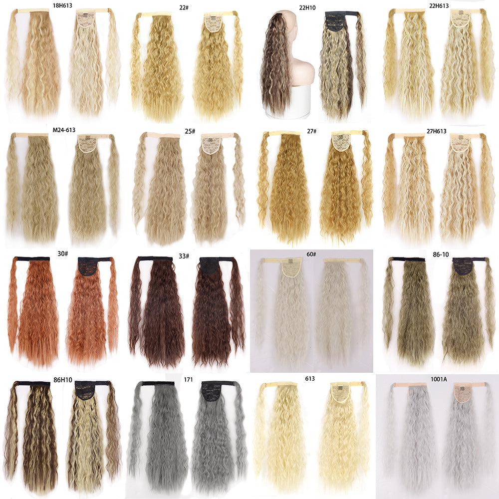Ponytail Perruque Eau Wave Velcro Bande chimique fibre haute température soie