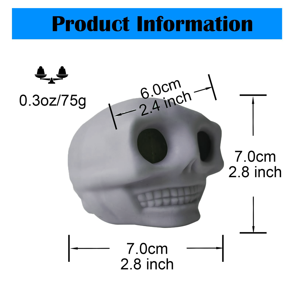 Balles anti-stress d'Halloween pour adultes - Squeeze Crâne Jouets avec sang et agglomérés