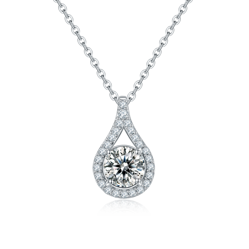 S925 Collier en argent sterling Teardrop Halo