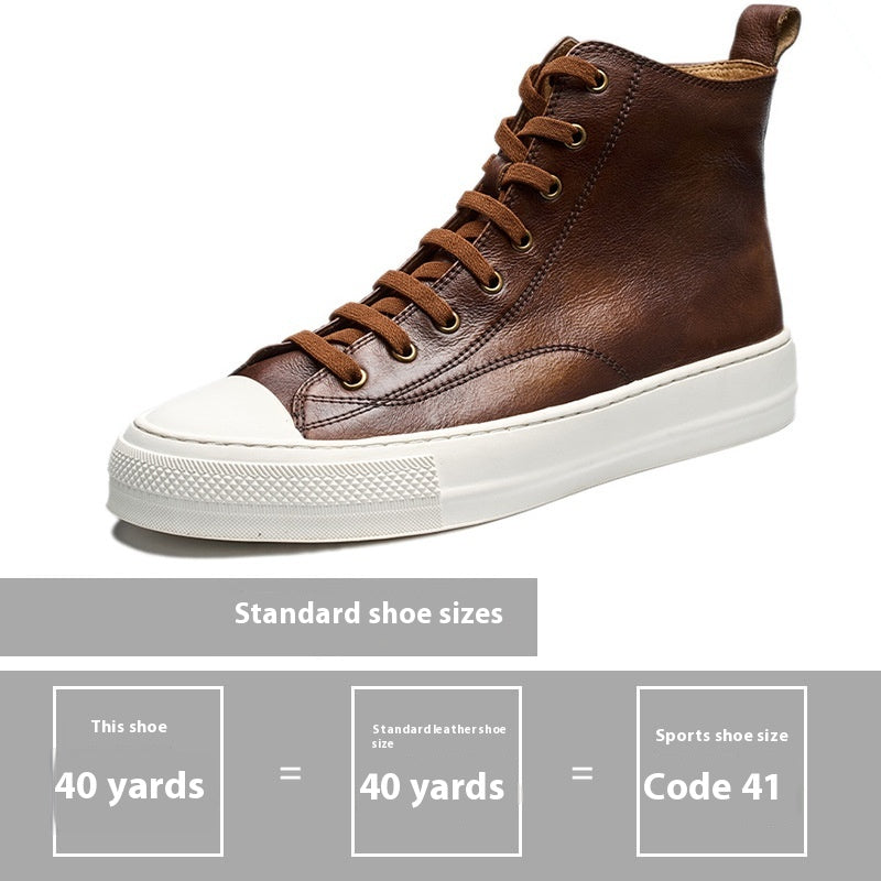 Sneakers de style retro japonais et coréen en cuir véritable