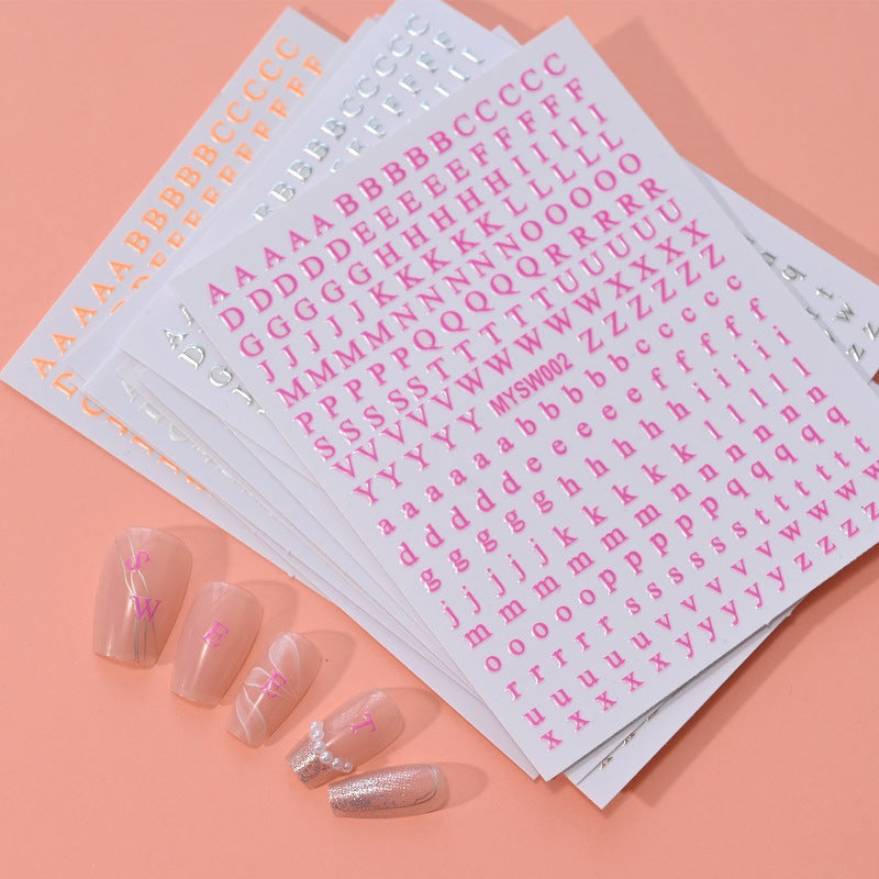 Stickers Nail 12 Couleurs Boîtier en lettres anglaises Décoration pour bricolage fluorescent