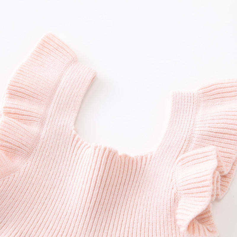 Robe de selle à cordes de filles à manches volantes