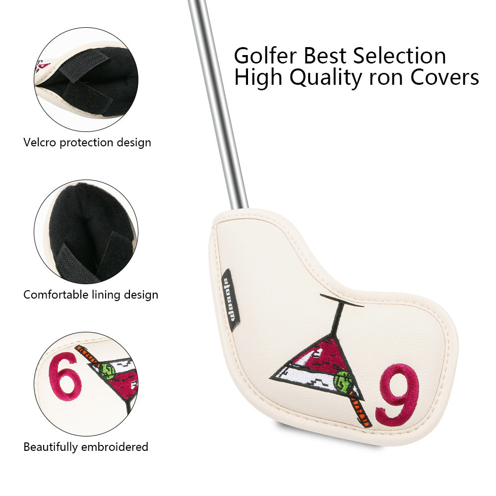 Golf Iron Rod Sleeve Ball Arm Cap en verre de vin Motif haut de gamme Pu Rod Head Protective Cover
