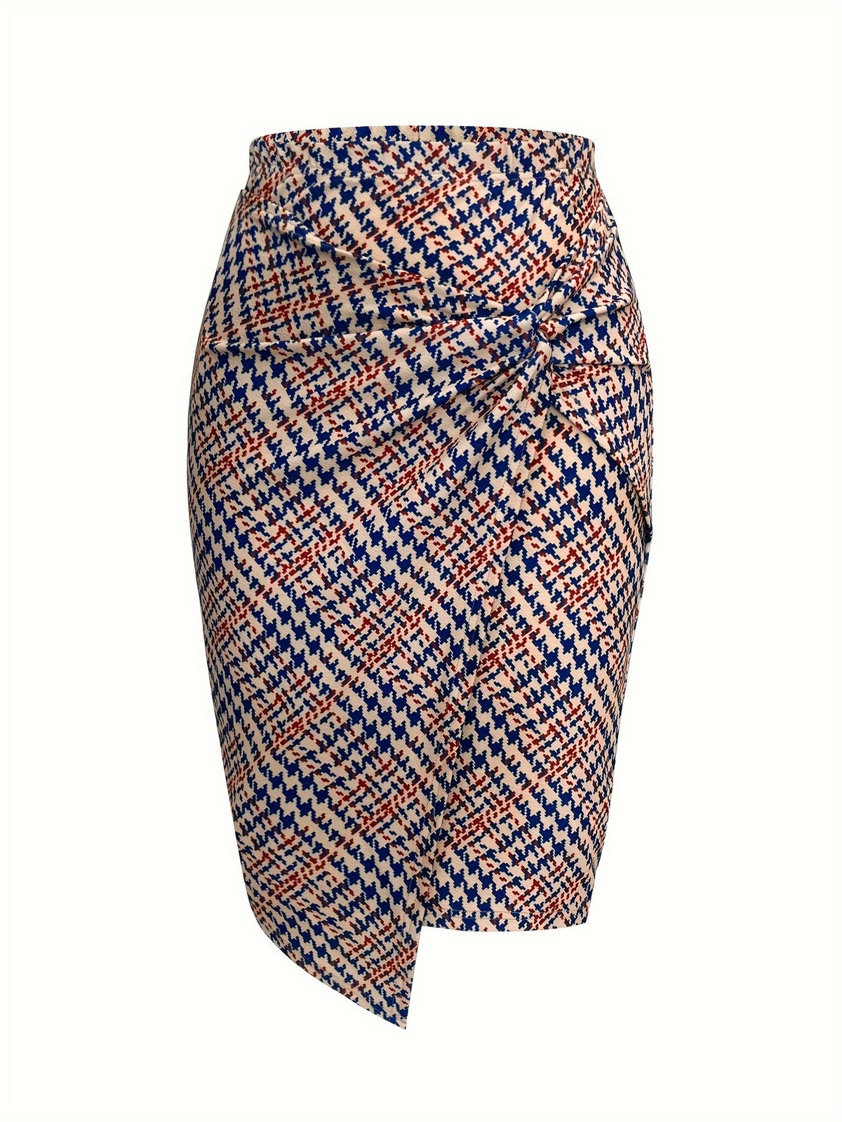 Twist Knot imprimé jupe crayon imprimé Twist-Détails gaine en mélange de lin