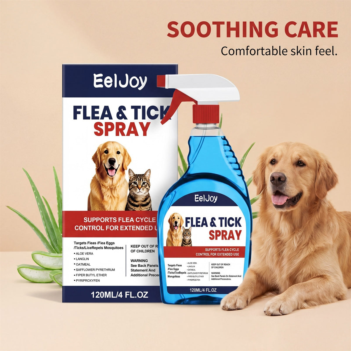 Eeljoy Pet Flea et Tick Spray quotidien Pet insecte nettoyant doux soin pratique