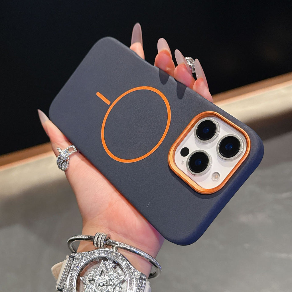 Éléphant Motif en cuir Cercle fin Aspiration magnétique Cas de téléphone