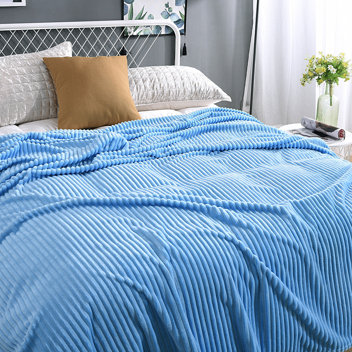 Solid Color Wide Vertical Stripe Cover