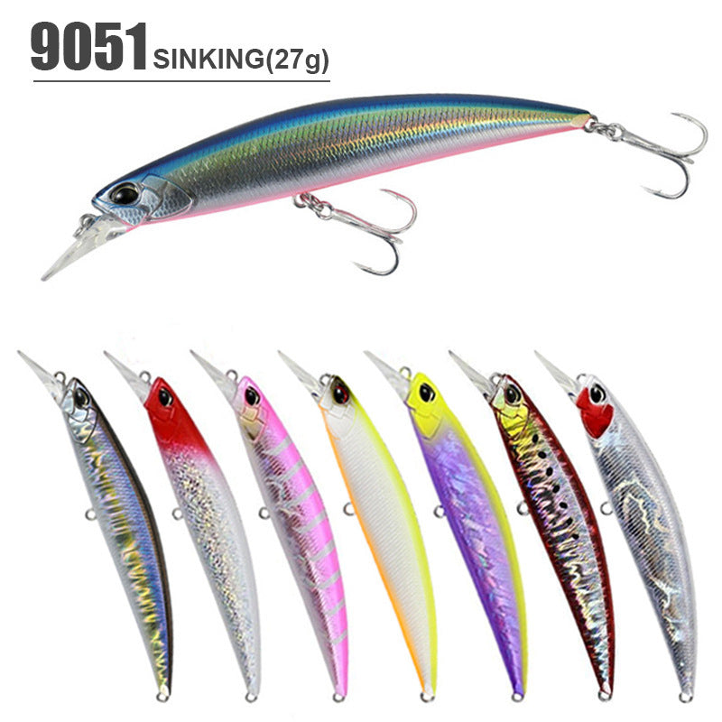 Mino submergé 27g110mm Long lancer Courroie de la bouche de pêche en mer Fausse queue