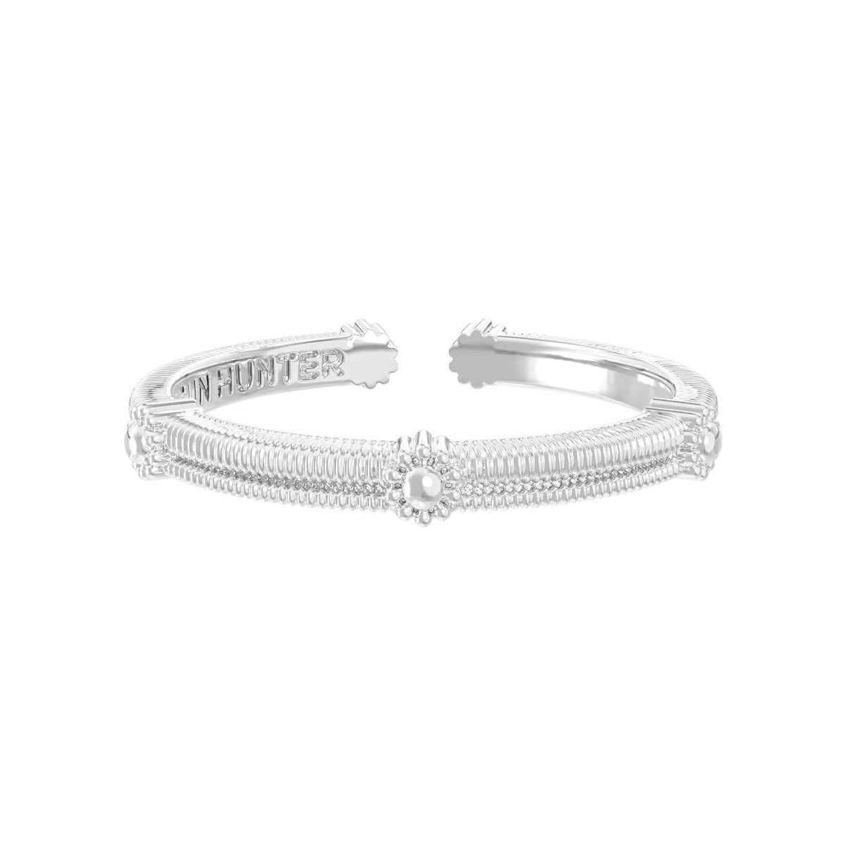 Trois lignes horizontales Bijoux Iris Fleur Anneau Lumière Titanium Dentelle Hollow Maillard Lumière