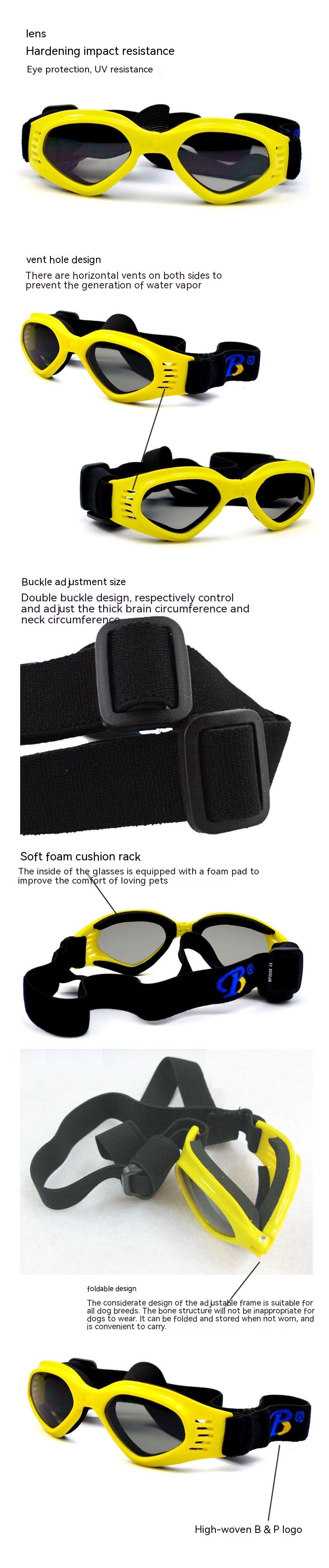Lunettes de soleil pour chiens Lunettes de soleil pour animaux Protection UV 400 Lens Multiple Colors