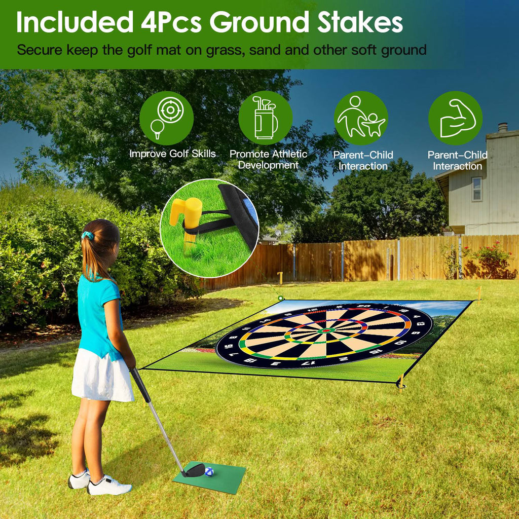 Golf Chipping Dart Jeu Mat Set avec 20 balles collantes au sol Stakes Crochets suspendus portant