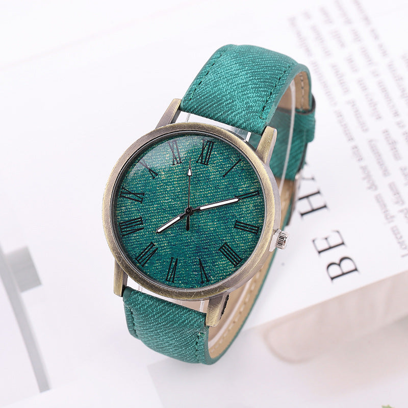 Montre Quartz Ceinture Denim Casual Femme