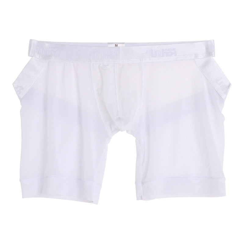 Perspective Mesh Bulging Ice Silk Pouch Sexy Buttock-Revealing Boxers pour hommes