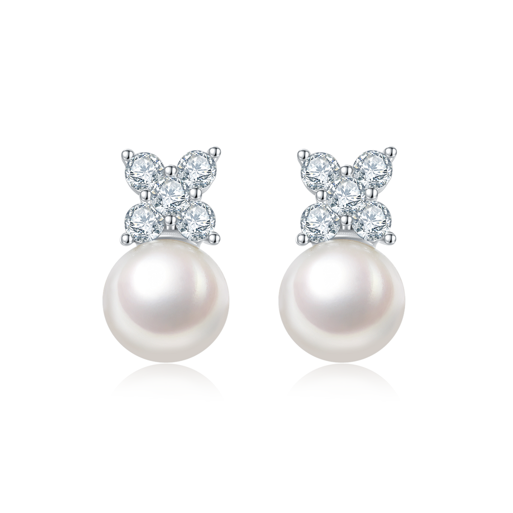 S925 Boucles d'oreilles en perles d'eau douce en argent sterling