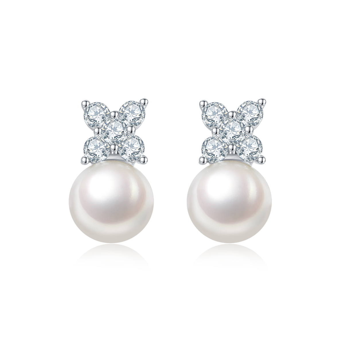 S925 Boucles d'oreilles en perles d'eau douce en argent sterling