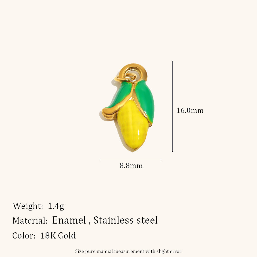 Acier inoxydable Pendentif en maïs plaqué avec or 18K
