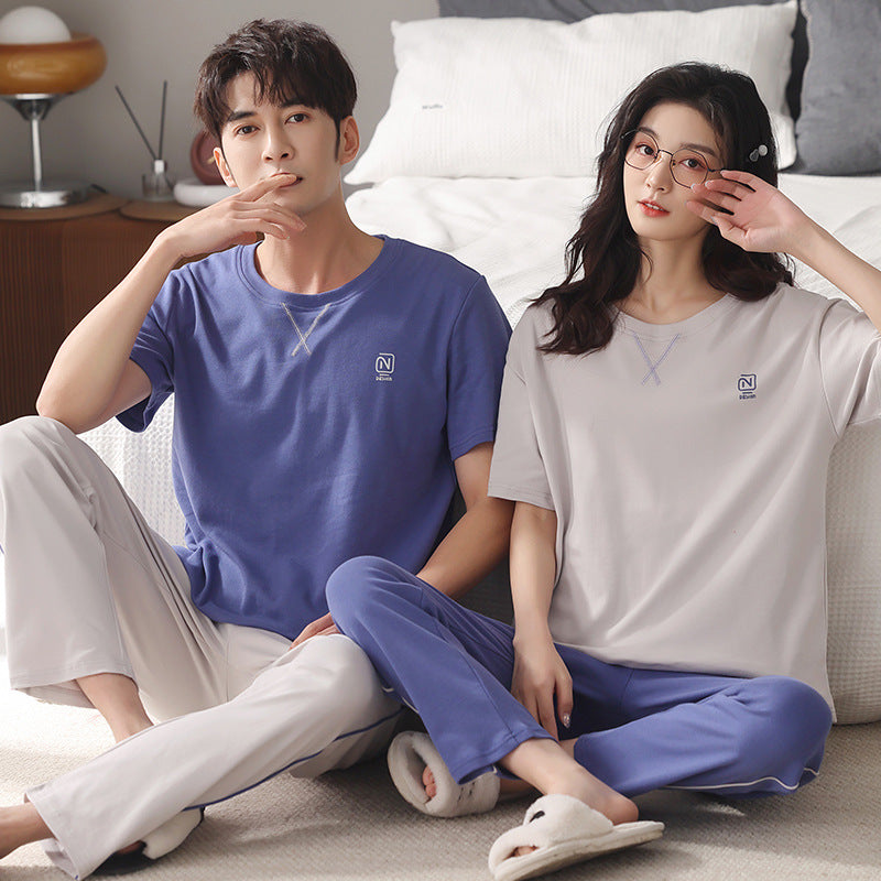 Couple pyjama hommes coton rouge année animal pantalons manches courtes maison vêtements ensemble