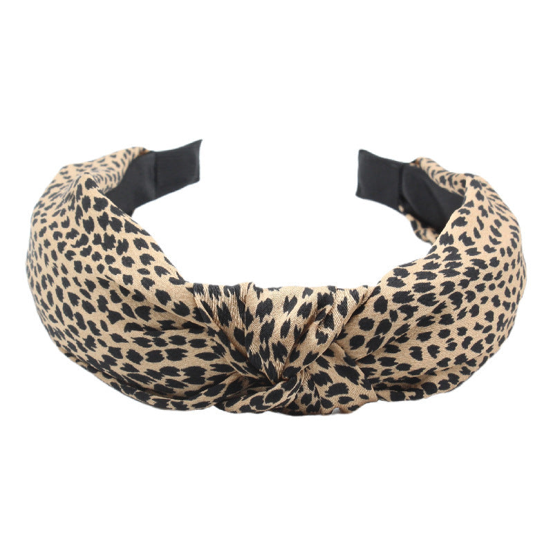 Tissu Craft Coiffure tricotée Vintage Leopard Imprimer large bande de cheveux brim