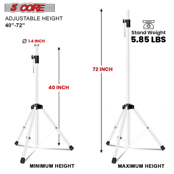 5 Core Speaker Stand Tripod Floor Heavy Duty réglable jusqu'à 72 pouces DJ Studio Monitor St