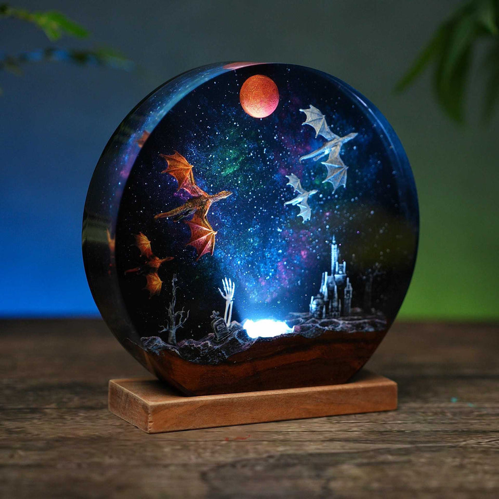 Lampe de résine Dragon de glace et Dragon de feu personnalisé Époxy